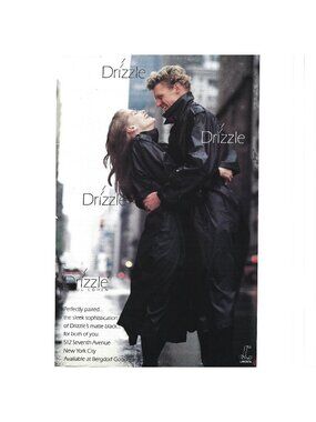 Print Ad Drizzle Modern Trench Coats Couple Joel Cohen Fashion Vintage 1980s